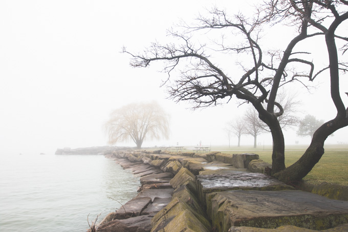 lake erie, cleveland, fog, foggy